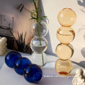 Conjoined transparent round glass vase flower